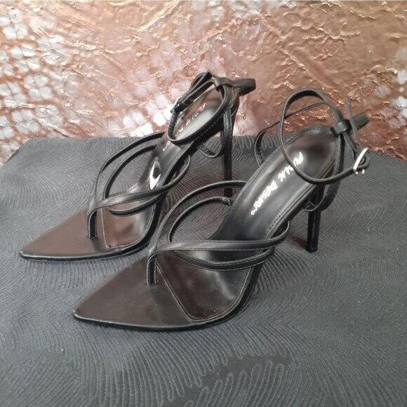 NWT Public Desire Faux Leather Strappy Stilettos - Picture 7 of 15